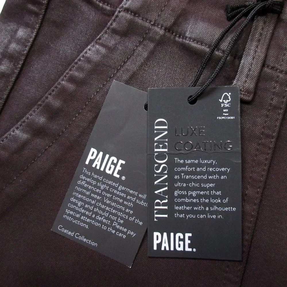 NWT Paige Mayslie Jogger in Chicory Coffee Luxe Coated Transcend Stretch Jean 34